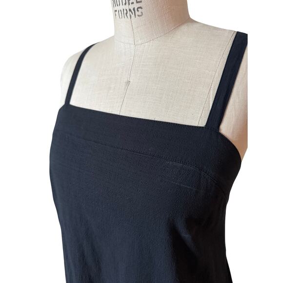 Everlane Dropwaist Strappy Midi Sundress in Black Stretch Seersucker Size 10 - Picture 4 of 7